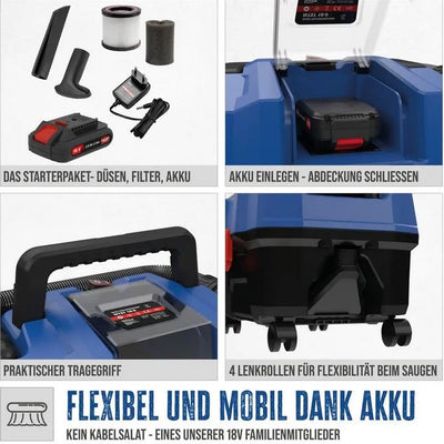 Güde Akku Nass- und Trockensauger NTST 18-201-05 - Modell 2025 inkl. Akku und Ladegerät