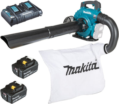 Makita Akku-Laubbläser und -sauger DUB363PT2V mit 2 x 5 Ah Akku und Doppel-Ladegerät - Modell 2025