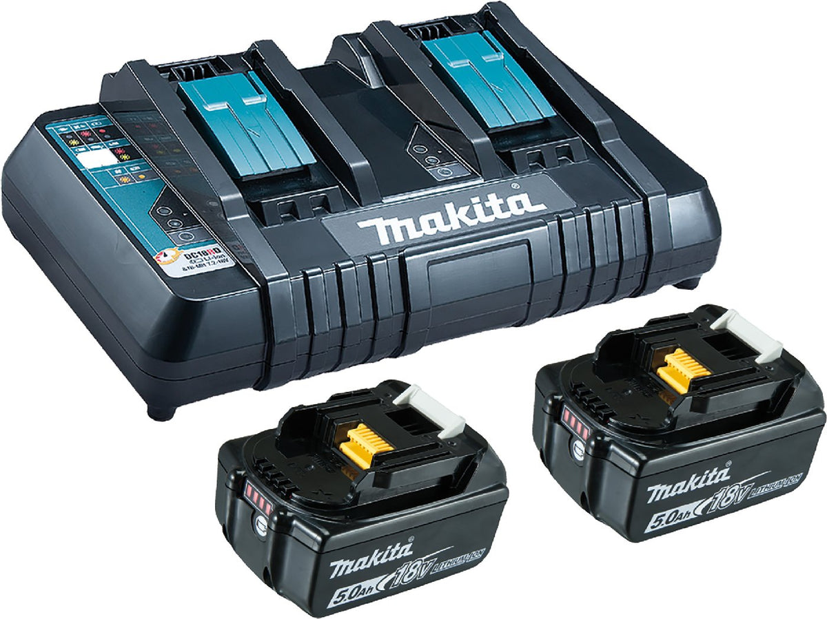 Makita Akku Power Source Kit Li 18,0V mit 2 x Akku 5 Ah und Doppelladegerät