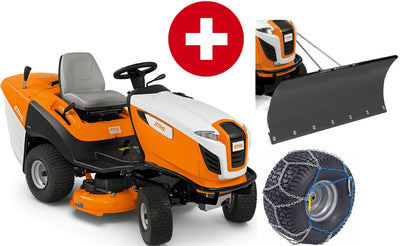 STIHL Rasentraktor RT 5097 Winterpaket mit Schneeschild und Schneeketten
